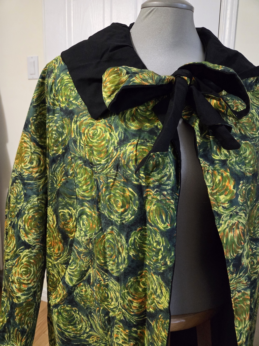 Rare Silk-Wool Vintage Statement Coat • Van Gogh Inspired • Oversized Collar